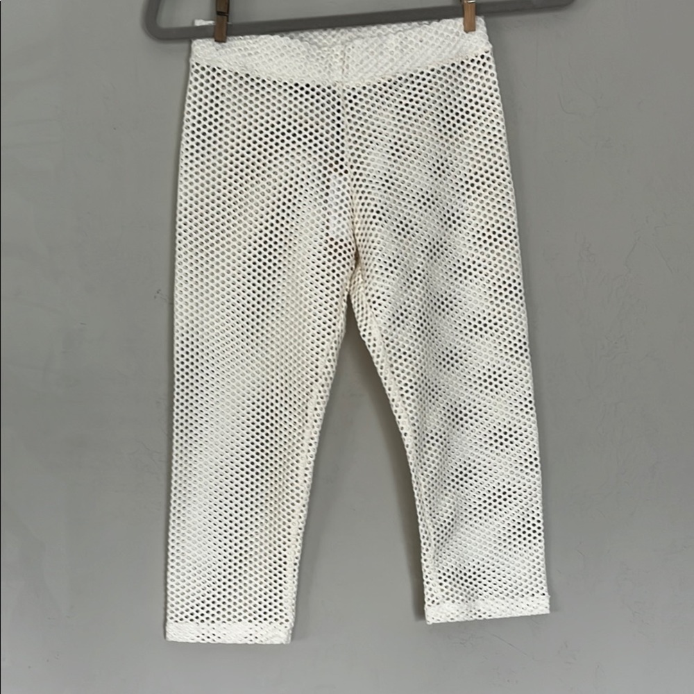 Lolly White FishNet Cropped Leggings SZ S NWT 100% cotton
